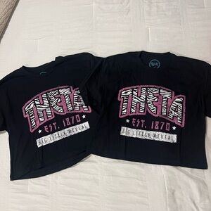 Kappa Alpha Theta Black and Pink Crop T-Shirt (2)